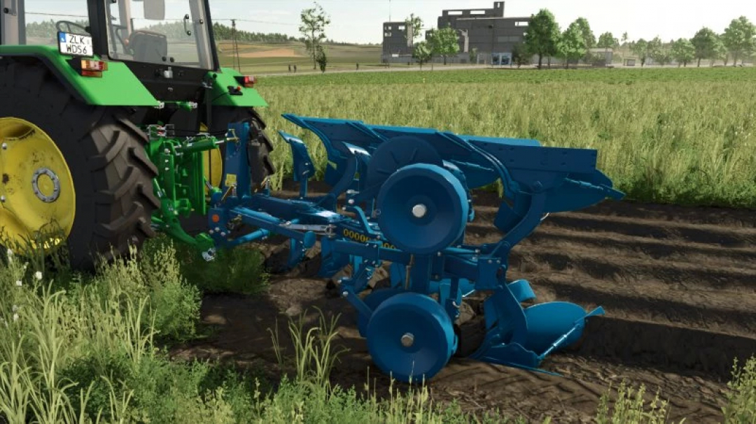 FS25 mod Rabe Supertaube v1.0.0.0 attached to a tractor, cultivating a field.