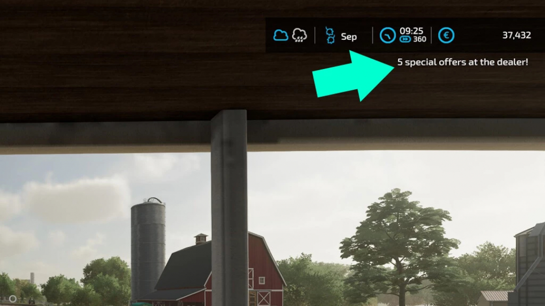 FS22 mod Special Offers v1.0.0.0 interface detail, showing 5 special offers at dealer, Farming Simulator 22.