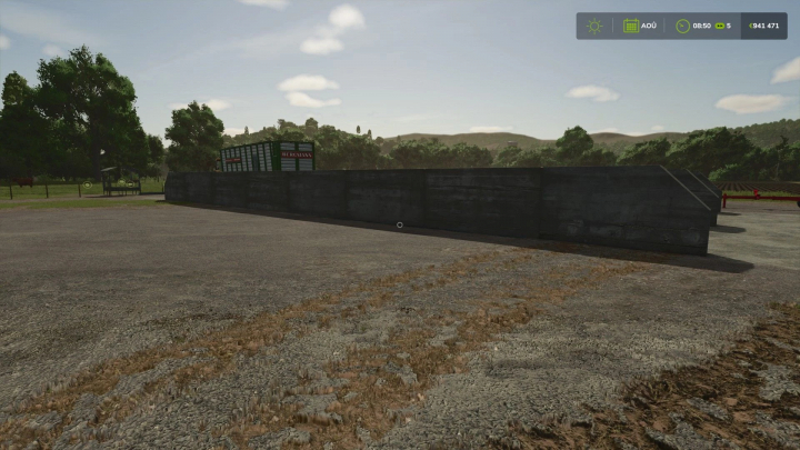 fs25-mods,  FS25 mods: Bunker silo v1.0.0.0 in Farming Simulator 25 landscape.