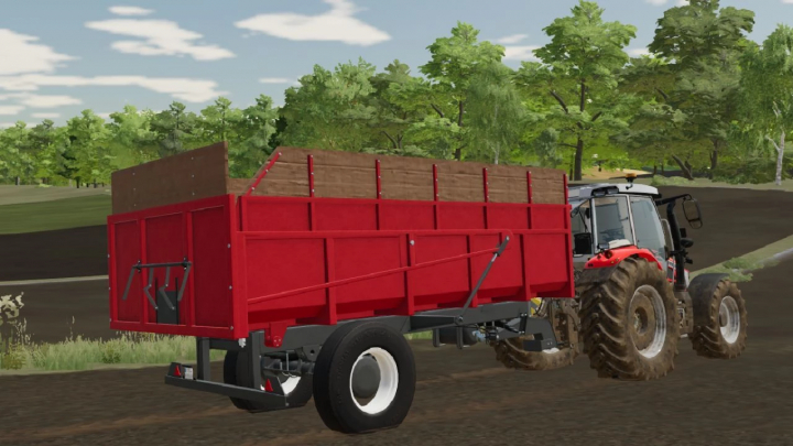 fs22-mods,  FS22 mod 30 Ton Trailer v2.0.0.0 displayed with a red tractor on a farm road.