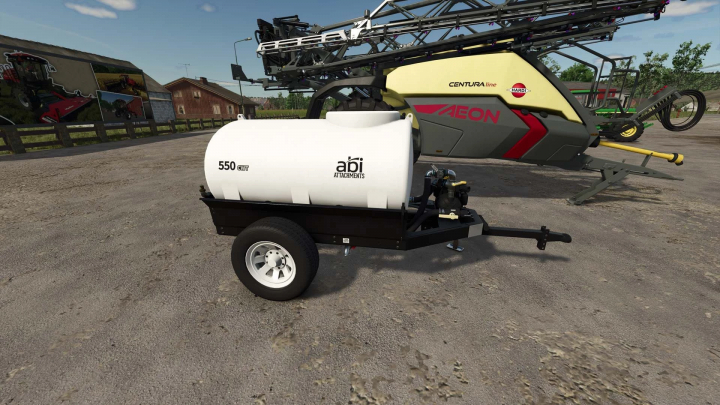 fs25-mods,  FS25 mod Abi 550 Universal trailer with water tank. Farming Simulator 25 mod shown in a farm setting.