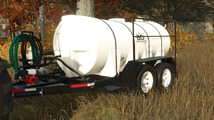 fs25-mods,  FS25 mod All liquid trailer v1.0.0.0, featuring a white tank trailer for transporting liquids, amidst autumn scenery.