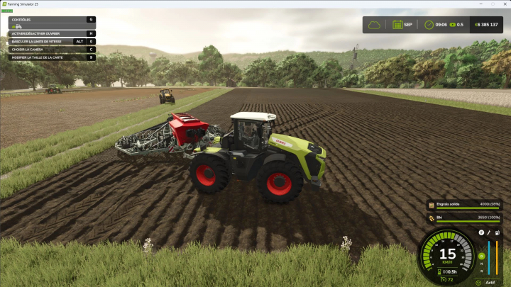 fs25-mods,  FS25 mod Claas Xerion 12 1000hp tractor plowing field in Farming Simulator 25.