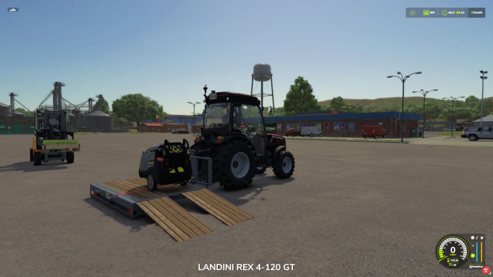 fs25-mods, FS25 mod featuring a Landini Rex 4-120 GT tractor and Fliegel rear deck in Farming Simulator 25.