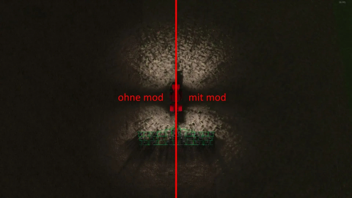 fs25-mods,  FS25 mods comparison of light shadows with and without the More Realistic Light Shadows mod, showing enhanced effects on the right.