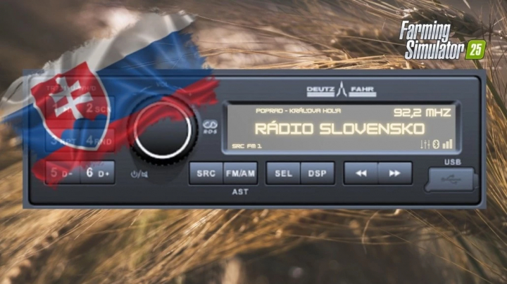 fs25-mods,  FS25 Slovak Radio mod interface displaying Rádio Slovensko in Farming Simulator 25.