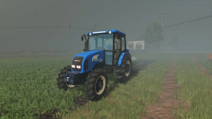 fs25-mods,  Tracteur bleu Farmtrac 80 4wd dans un champ, présenté dans FS25 mods.