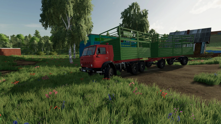 fs22-mods,  FS22 mod Kolos-52PS/52PP truck in a field, Farming Simulator 22 mod.