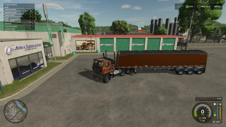 fs25-mods,  FS25 mod LodeKing Triple Hopper trailer in front of Axle's Tractor Center.