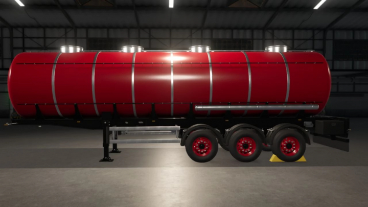 fs25-mods,  Red MKS32 trailer mod for FS25, showcased in a warehouse setting.