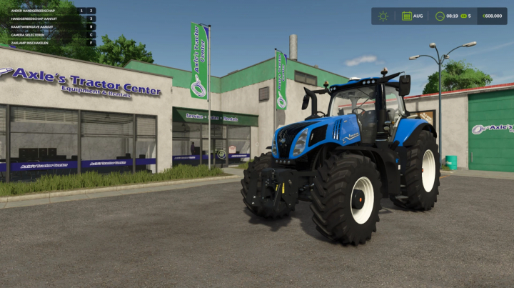 fs25-mods,  FS25 mod New Holland T8.1050 Genesis v1.0.0.0 displayed at Axle's Tractor Center in Farming Simulator 25.