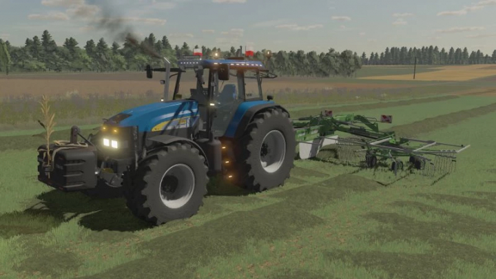 fs22-mods, New Holland TM190 tractor in FS22 mod, working in a field. Farming Simulator 22 mods showcase.