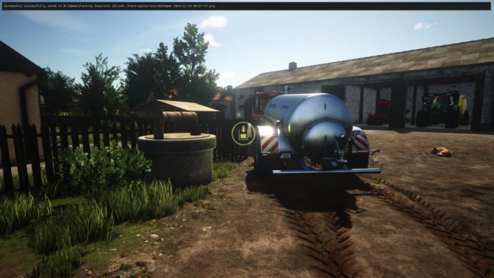 fs25-mods, FS25 mod Old Polish Well v1.0.0.0 showing a traditional well and water trailer in a farm setting.