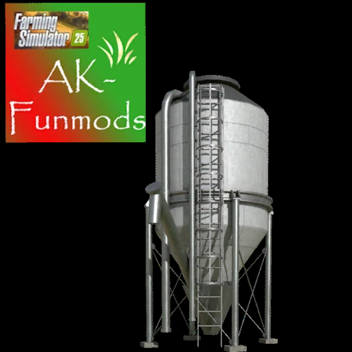 fs25-mods,  Placeable Lime sales station mod for FS25, showcasing a large vertical storage silo. Farming Simulator 25 mods by AK-Funmods.