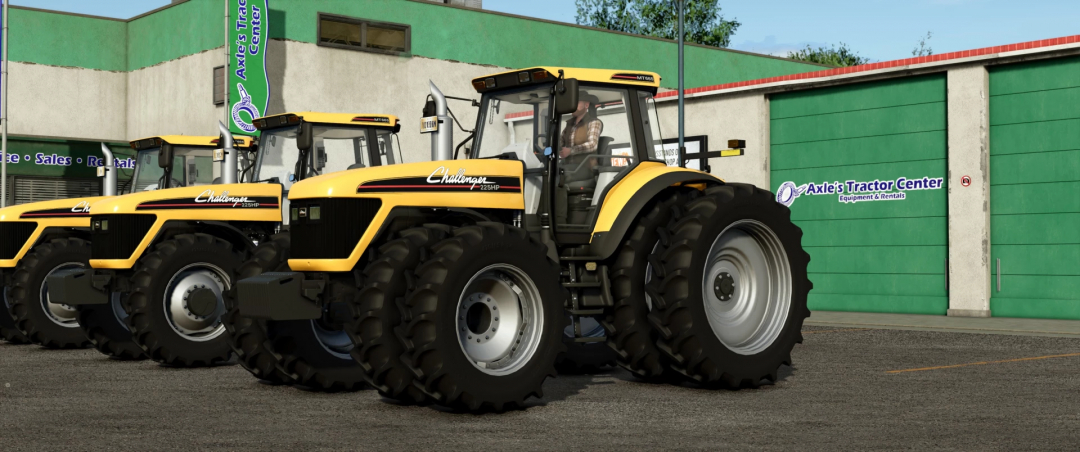 AGCO Series tractor mod in FS25 parked outside Axle's Tractor Center.