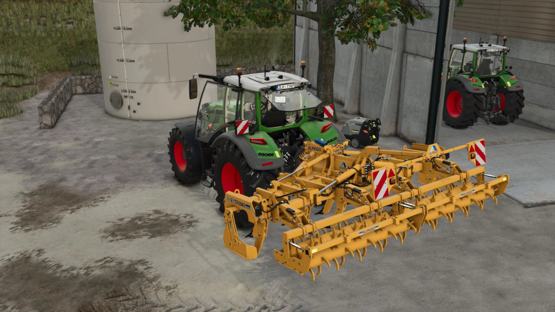 Farming Simulator 25 mod featuring the Alpego kExtreme500 plow attached to a tractor.