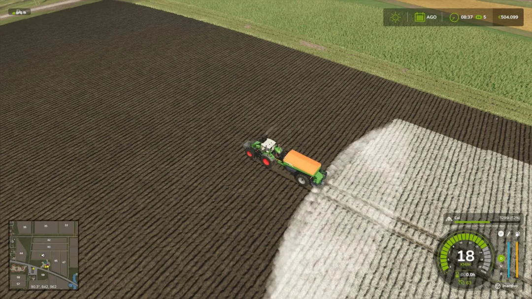 De Amazone strooier brengt kalk aan in de FS25-mod voor Farming Simulator 25 en verbetert de bodemkwaliteit.