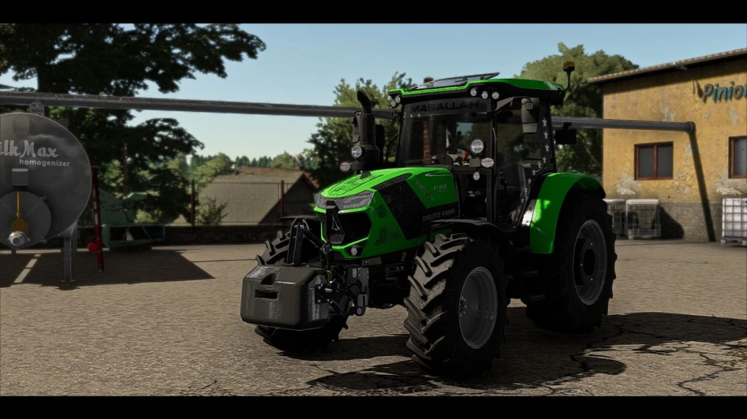 Deutz Fahr 6135C tractor in FS22 mods, version 1.5.0.0, parked in farmyard.