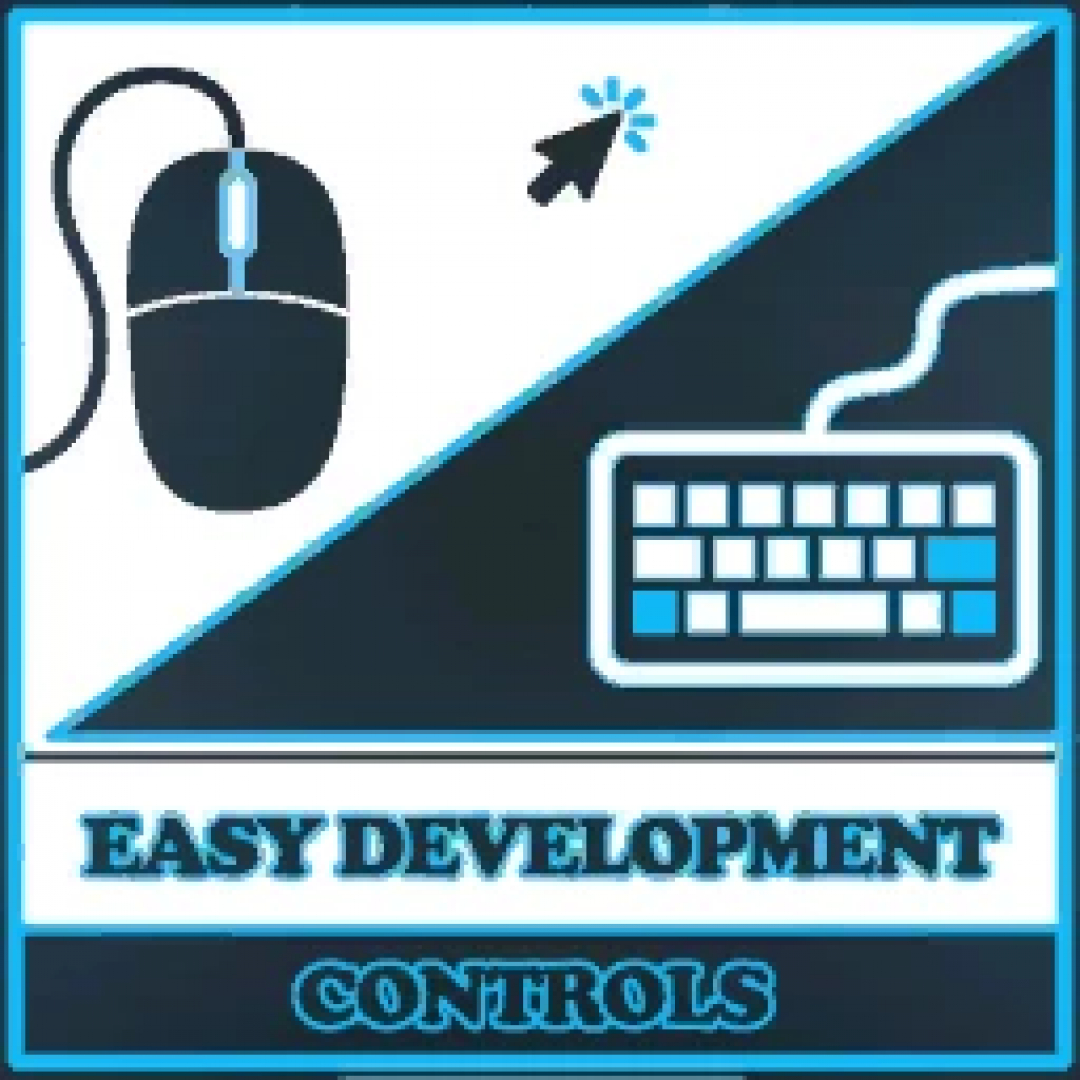 Logo mod FS25 Easy Dev Controls v1.0.0.0 con mouse e tastiera per Farming Simulator 25.