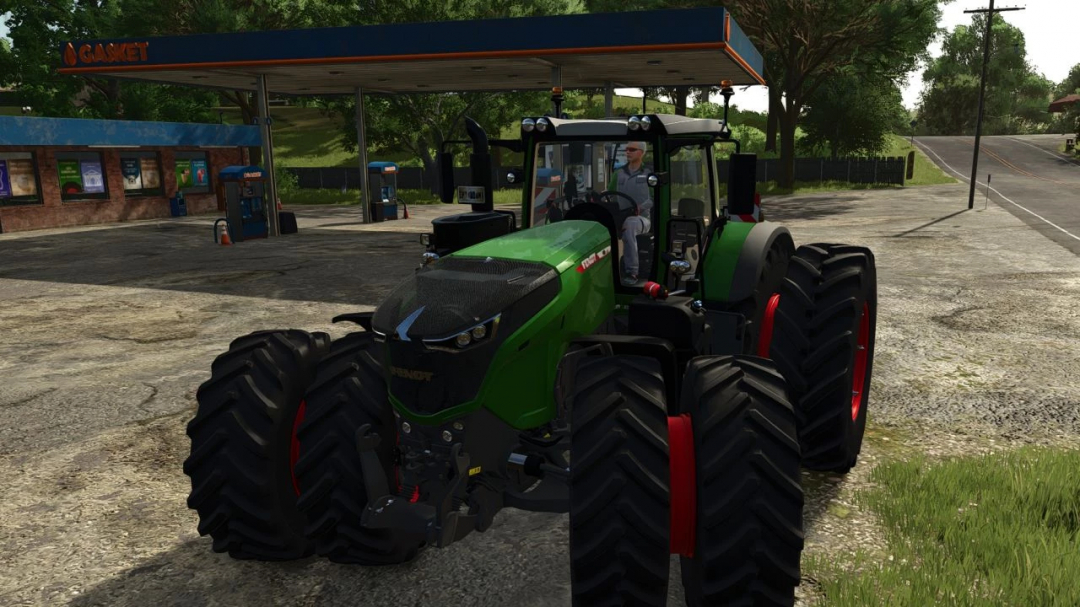 Mod Fendt 1000 Vario Tuning Edit w FS25 w pobliżu stacji benzynowej