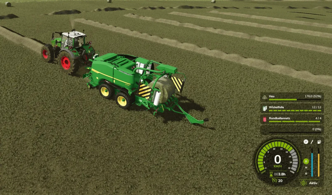 John Deere C441R Nonstop v1.0.0.0 in FS25 mod, performing baling on a field.