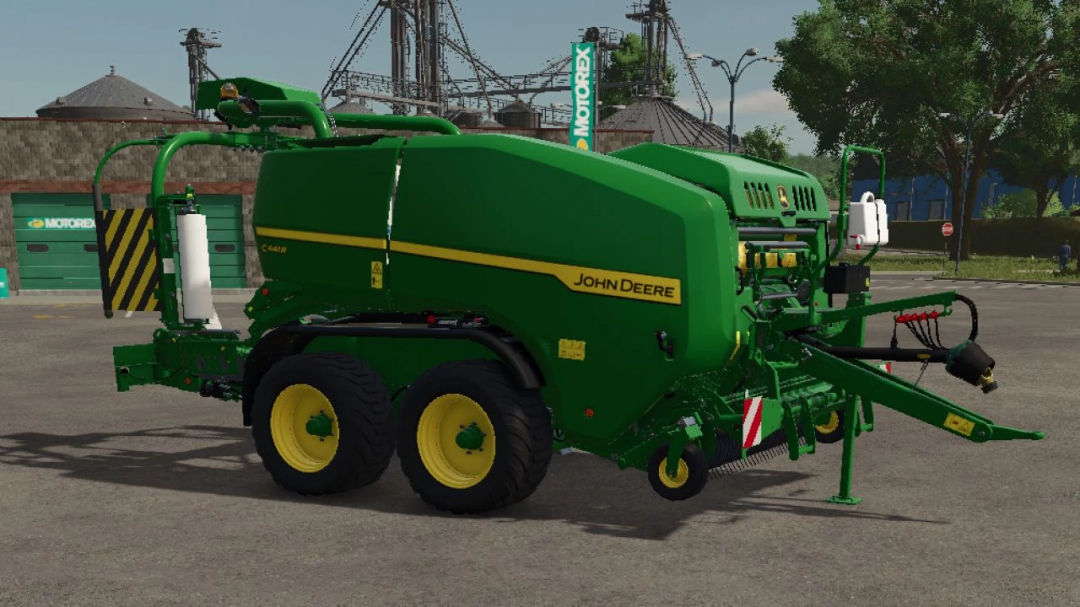 John Deere C441R Nonstop mod for Farming Simulator 25 in a virtual farm setting.