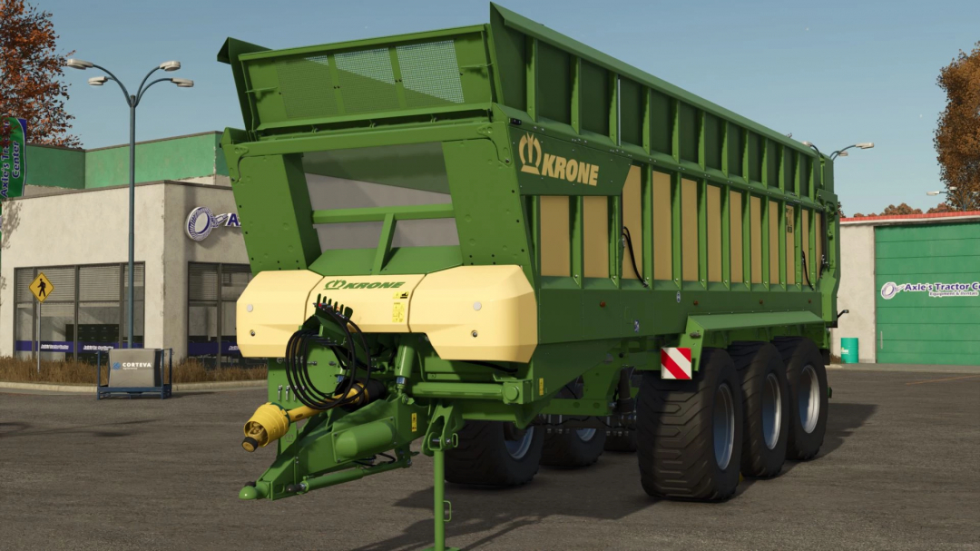 Mod FS25 Krone GX520 v1.0.0.0 zielona i żółta przyczepa w Farming Simulator 25.