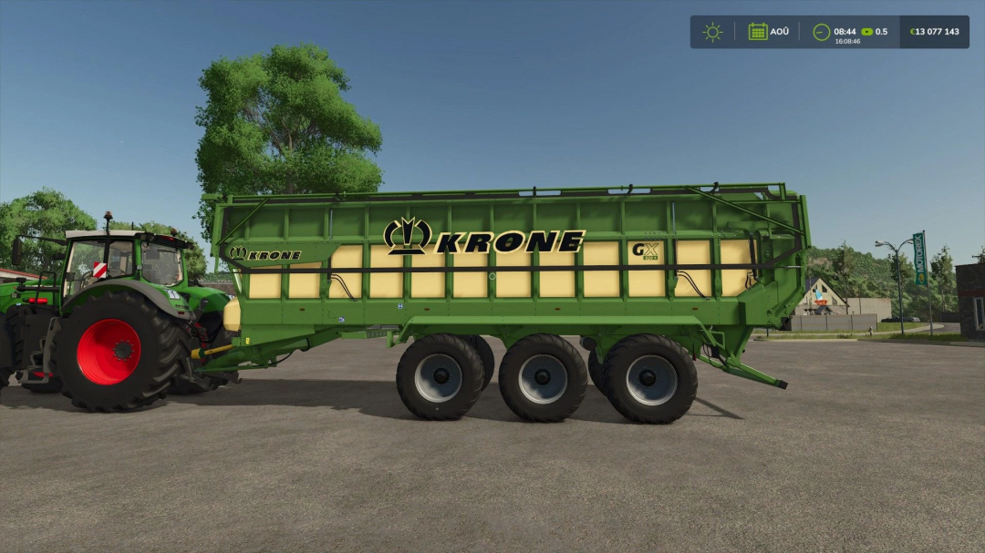 Przyczepa Krone GX520+ w modzie do Farming Simulator 25, prezentująca szczegółowy design i funkcjonalność.