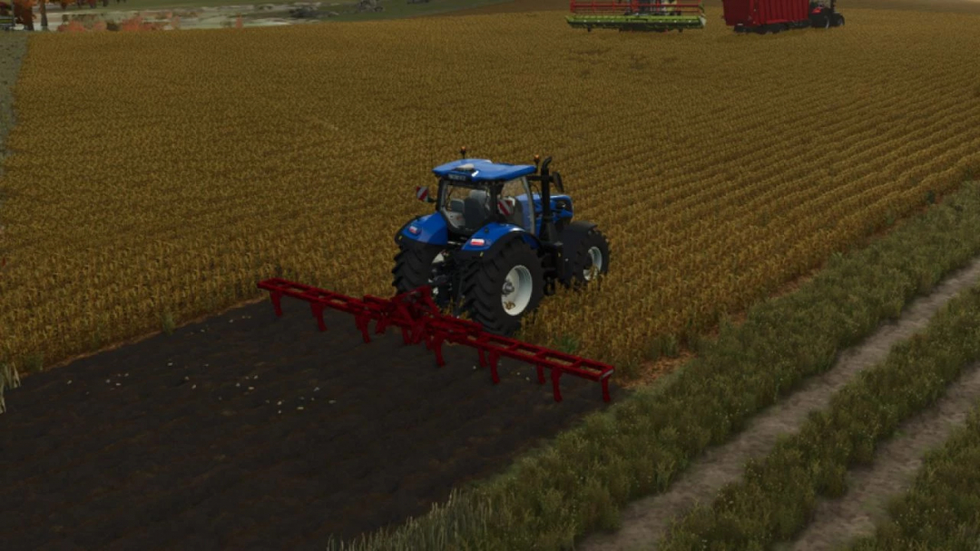 FS25 mods: Lizard MT v1.0.0.0 tractor ploegt een veld in Farming Simulator 25.