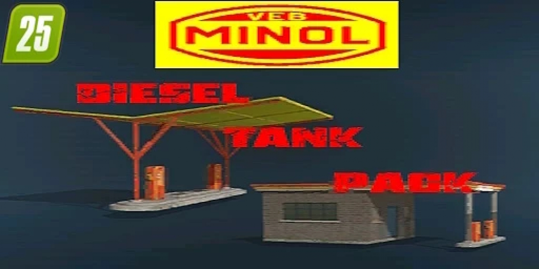 FS25 Minol Diesel Buy Stations mod features a diesel station with a Minol logo for Farming Simulator 25.