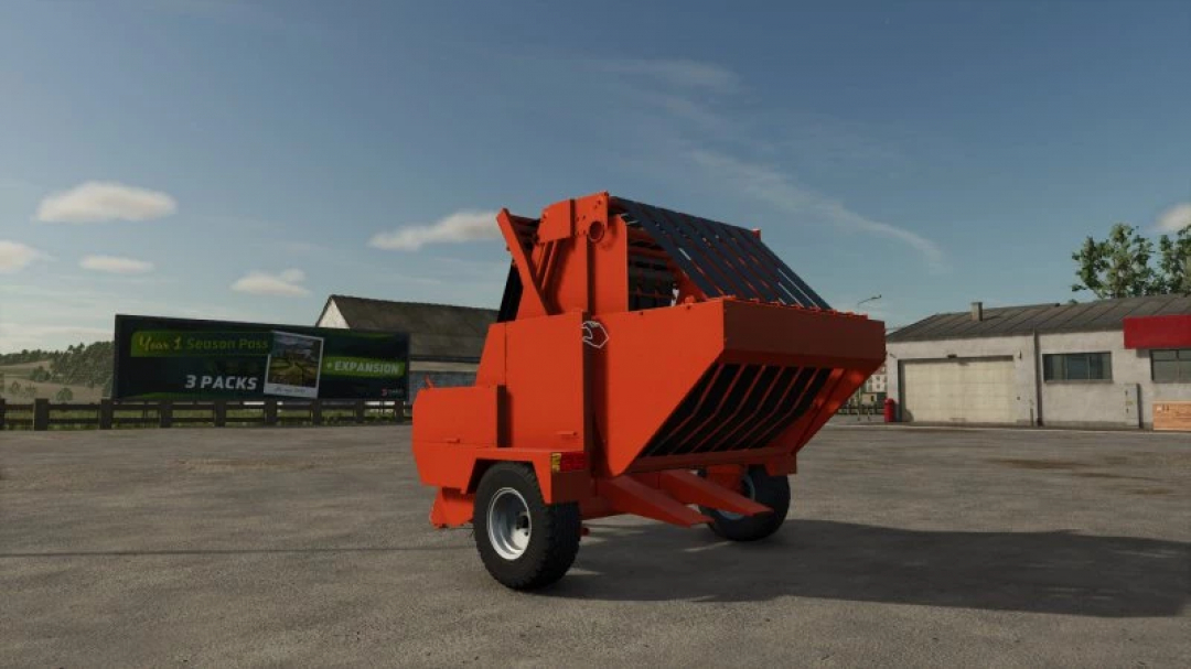 Sipma Z263 v1.0.0.0 mod for FS25, a red agricultural machine in a farm setting, part of Farming Simulator 25 mods.