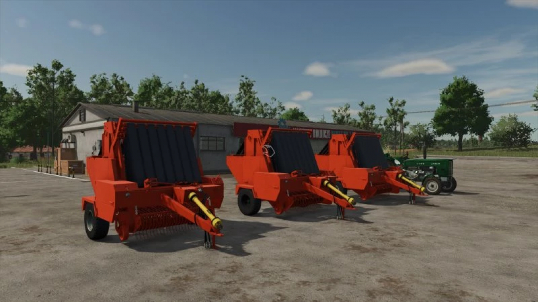 FS25 mods: Sipma Z263 v1.0.0.0 displayed with three red balers in a farm setting.