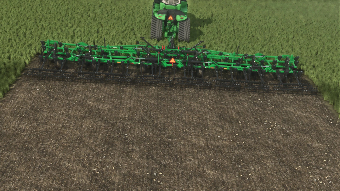 FS25 mod Summers Superchisel CP2050 plowing a field, showcasing Farming Simulator 25 farming equipment.