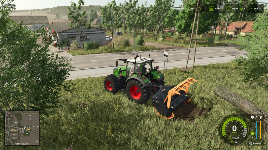 FS25 mods: TMC Pack Edit v1.0.0.0 featuring a tractor with attachment in a field, Farming Simulator 25.