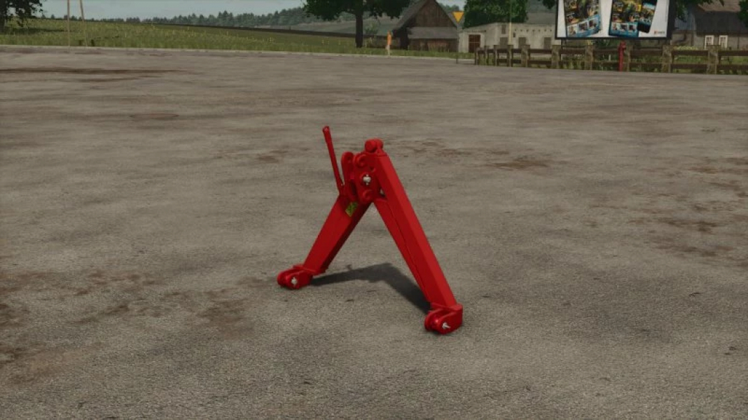 Red tractor triangle mod in Farming Simulator 25 for stability on uneven ground.