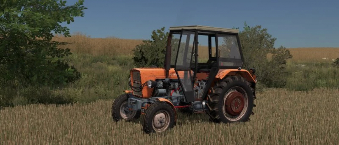 FS22 mods: Ursus c330/328 tractor mod in Farming Simulator 22, showcased in a grassy field setting.