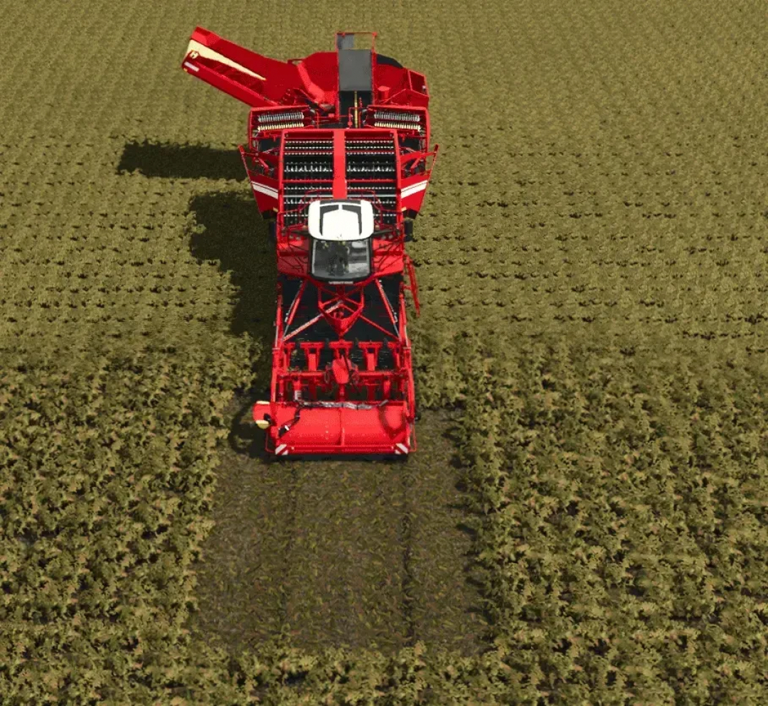 Top view of Ventor 4150 PBSMods Edition harvesting a field in FS25 mod.