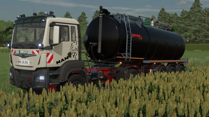 fs22-mods,  Mod FS22 camion cisterna Briri Street Master 30 in un campo, Farming Simulator 22.