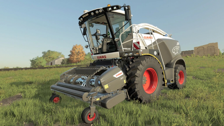 fs22-mods,  CLAAS JAGUAR 980-930 mod trinciatrice su FS22, mostrato in un campo soleggiato. Mod di Farming Simulator 22 migliorano il gameplay.