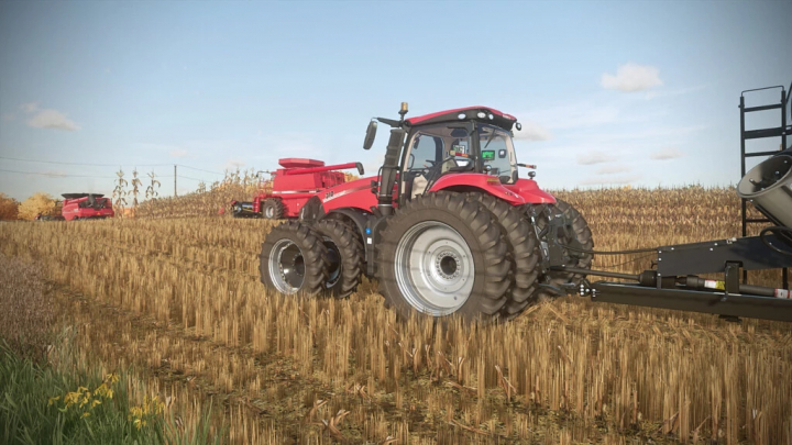 fs22-mods,  FS22 mods: tractor Case IH Magnum AFS en un campo cosechado, Farming Simulator 22