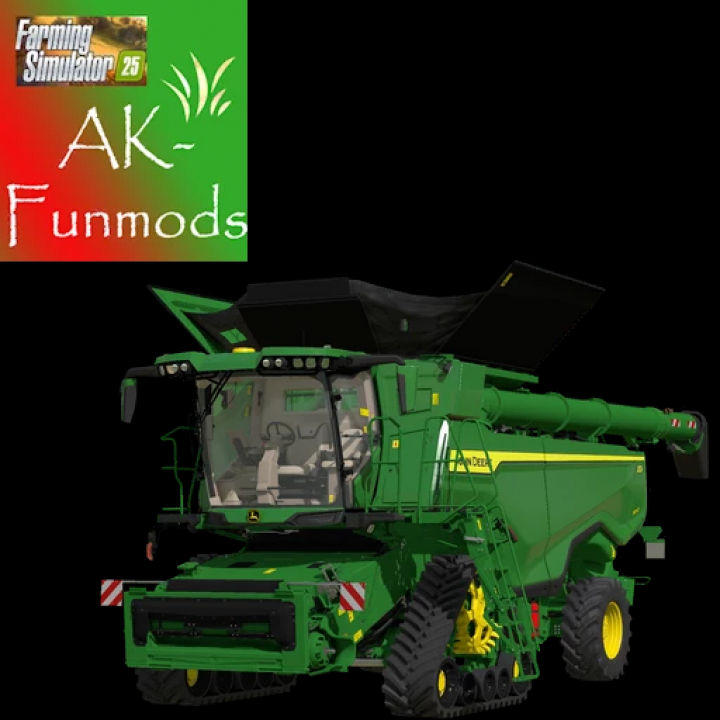 fs25-mods,  FS25 mod shows a green combine harvester modified as a maize chopper by AK-Funmods.