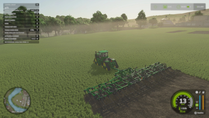 fs25-mods,  FS25 mod showing a tractor plowing a field with the Xtreme Speed Unlocker interface in Farming Simulator 25.