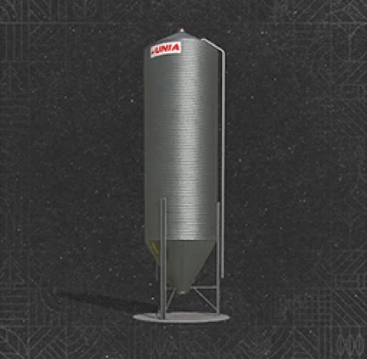 fs25-mods,  Feed Silo v1.0.0.0 mod for Farming Simulator 25 featuring a tall, cylindrical storage unit on dark background.