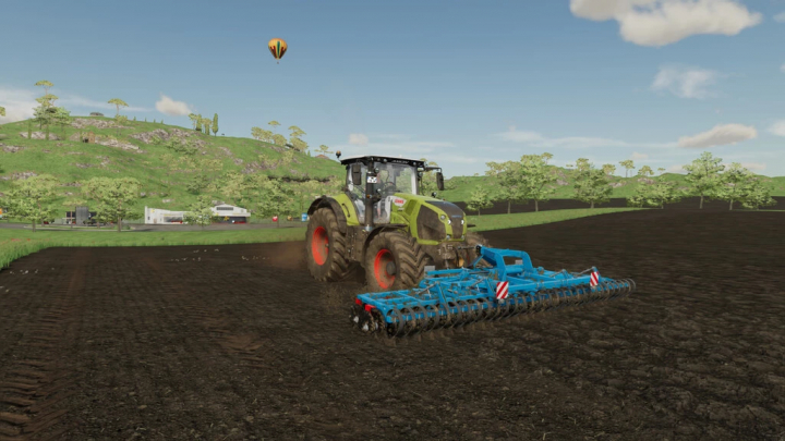 fs22-mods,  FS22 mod Gorenc Grinder 600 in use with a tractor on a farm field, showcasing Farming Simulator 22 mods.