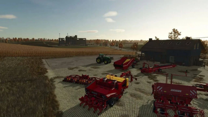 fs25-mods, Grimme Pack Multifruits v1.0.0.0 mod for FS25, featuring farm equipment and tractors on a realistic farm setting.