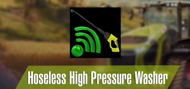 fs25-mods,  Hoseless High Pressure Washer mod icon for FS25, featuring a pressure washer and wireless symbol.