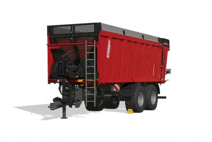 fs25-mods,  Krampe ramBody trailer mod for FS25 in vibrant red, showcasing detailed design features. Farming Simulator 25 mods.