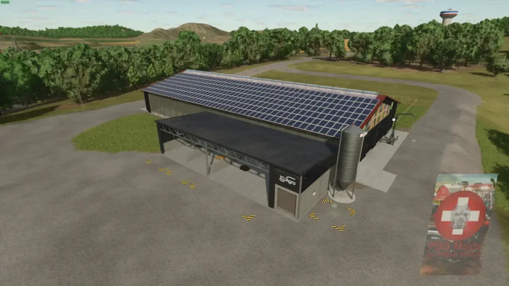 fs25-mods,  Large cowshed mod with solar panels in FS25, featuring the PBSMods Edition.