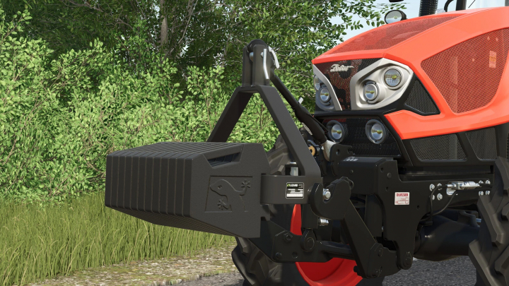 fs25-mods,  Close-up of Lizard CSW Weights v1.0.0.0 mod attached to tractor in FS25.