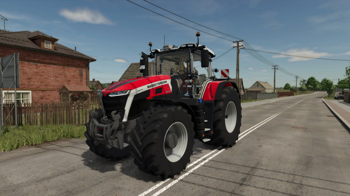 fs25-mods,  Massey Ferguson 9S.285/425 mod in FS25 on a rural road.